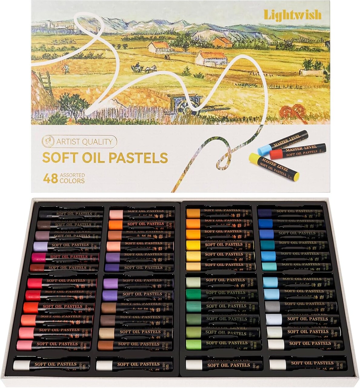 Professional Oil Pastels, 48 Vibrant Colors Plus 4 White, Set of 52, Creamy and Pigmented Artist Soft Oil Pastels for Blending, Layering & Shading
